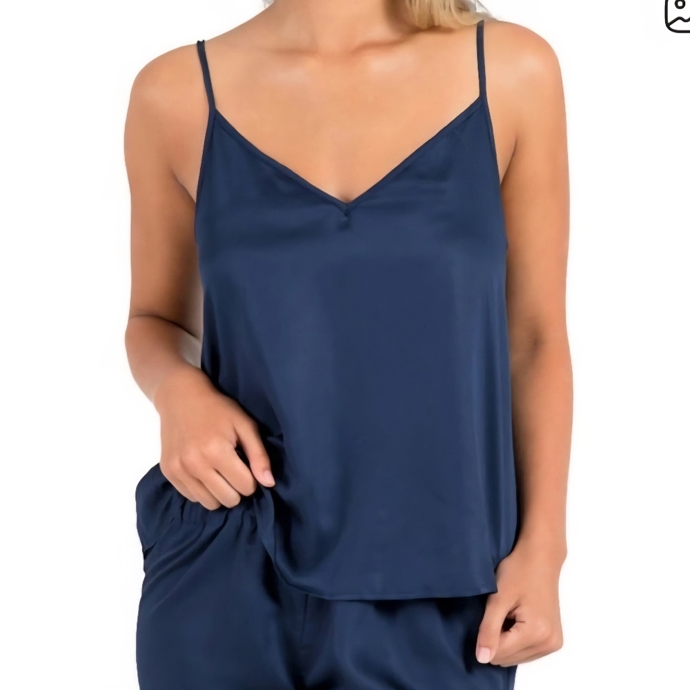 Ettitude Navy Satin V-Neck Camisole